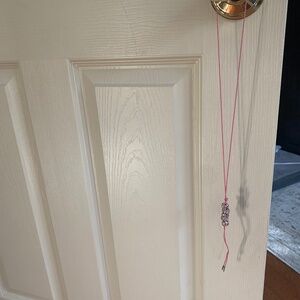 Pandora Pink Cord Adjustable Necklace with 5 Pink Charms